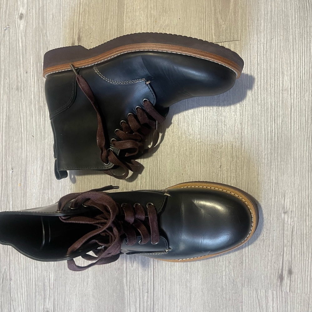 Black Coach leather high top boots
